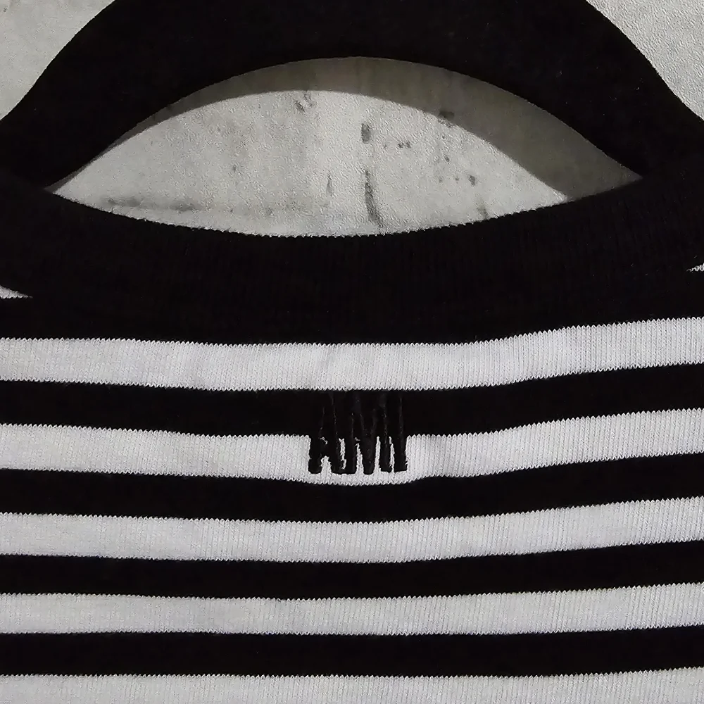 AMI Paris De Coeur Mariniere Long Sleeve Shirt Black/White Stripe size S - Picture 7 of 11